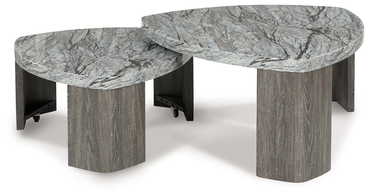 Surmour Gray/Brown Stacked Coffee Table from Ashley - Luna Furniture