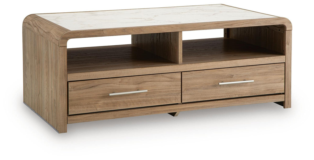 Dovander White/Natural Coffee Table from Ashley - Luna Furniture