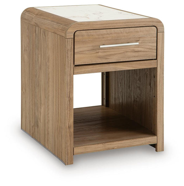 Dovander White/Natural Rectangular End Table