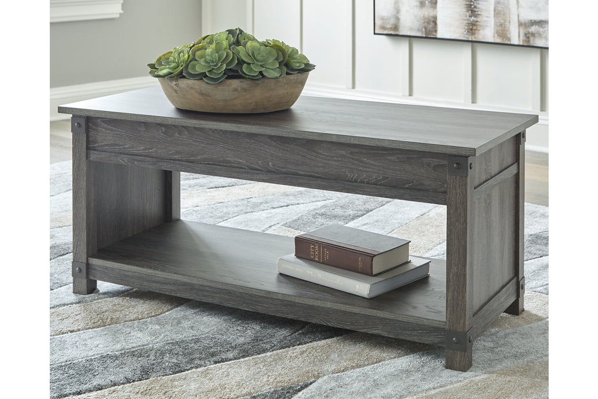 Freedan Grayish Brown Lift-top Coffee Table, 2 End Tables and Console from Ashley - Luna Furniture