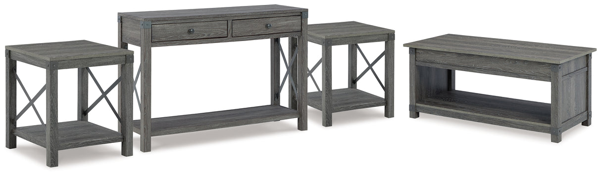 Freedan Grayish Brown Lift-top Coffee Table, 2 End Tables and Console from Ashley - Luna Furniture