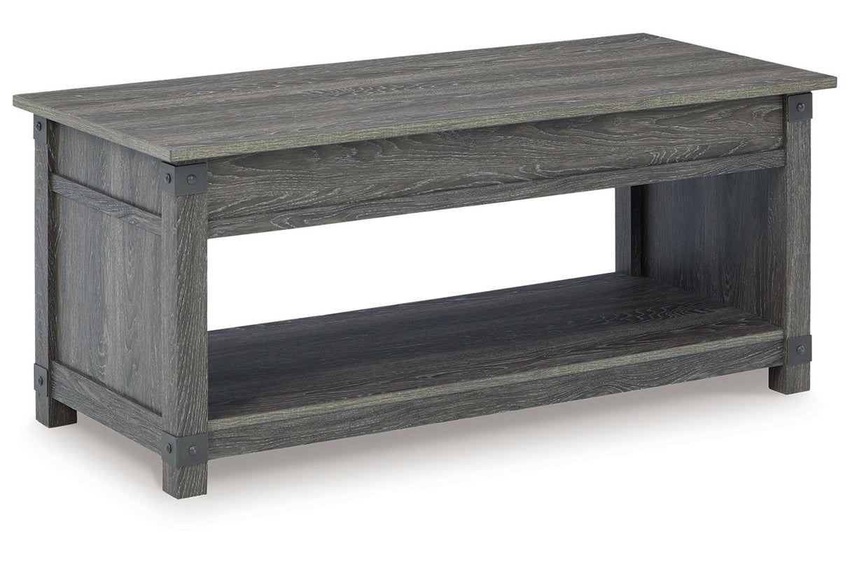 Freedan Grayish Brown Lift-top Coffee Table, 2 End Tables and Console from Ashley - Luna Furniture