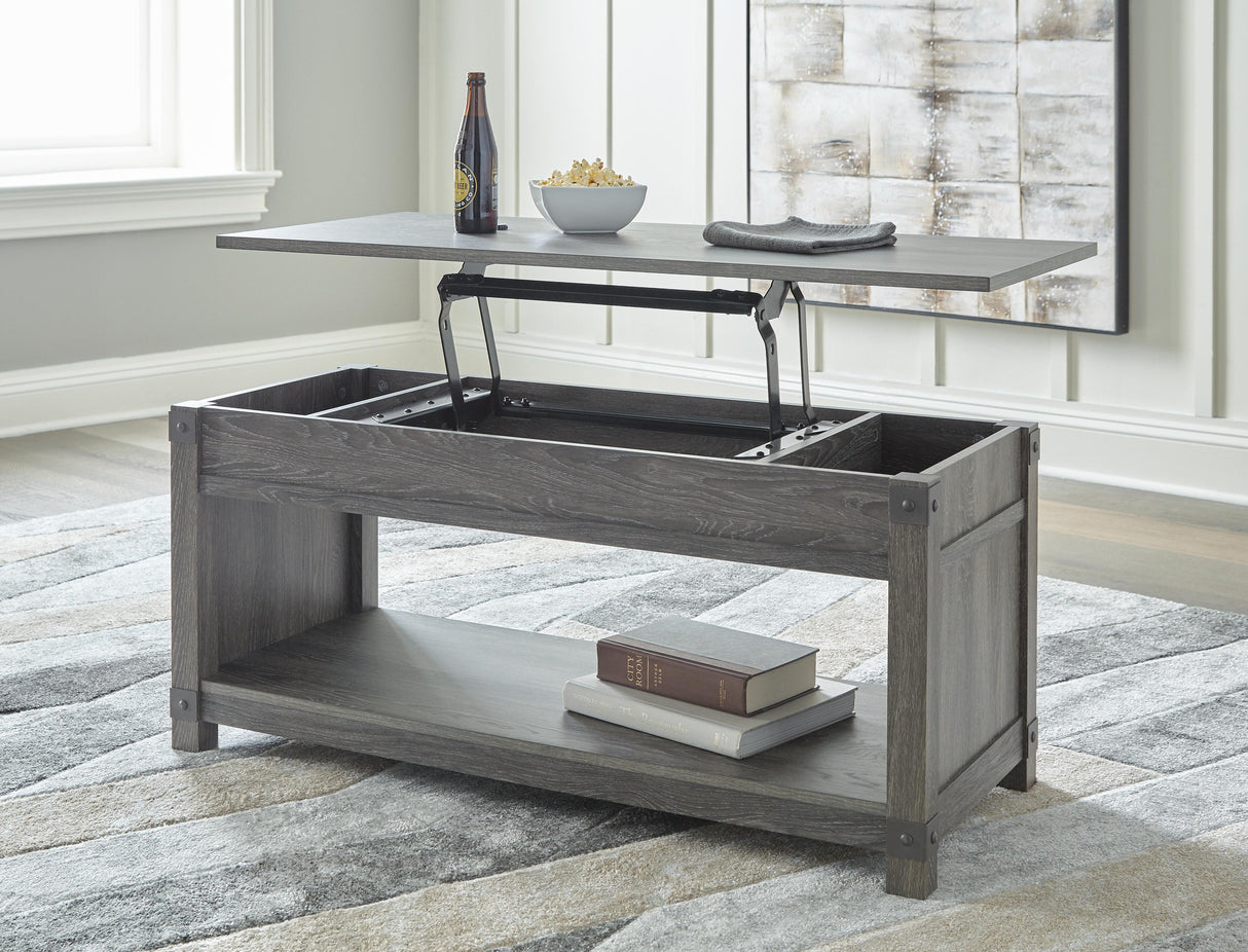 Freedan Grayish Brown Lift-Top Coffee Table from Ashley Furniture - Luna Furniture