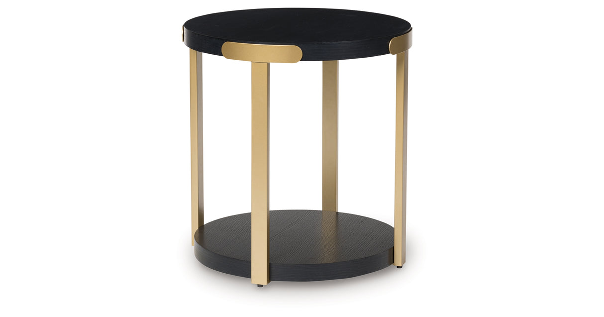 Shylore Black/Brass Finish Table (Set of 3) from Ashley - Luna Furniture