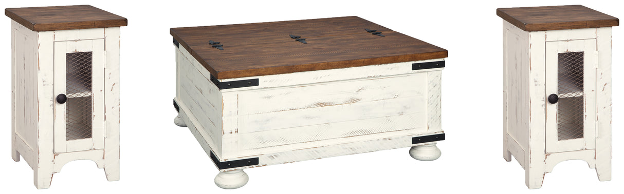 Wystfield White/Brown Coffee Table and 2 Chairside End Tables from Ashley Furniture - Luna Furniture