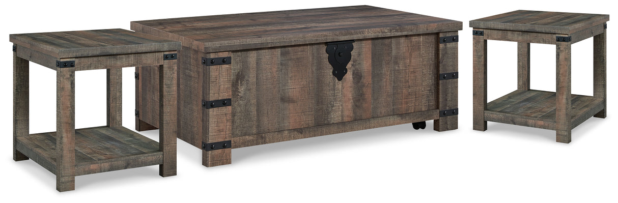 Hollum Rustic Brown Lift-top Coffee Table and 2 End Tables from Ashley - Luna Furniture