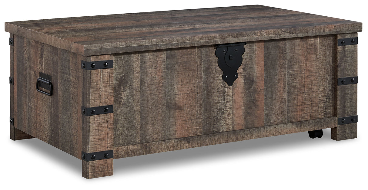 Hollum Rustic Brown Lift-Top Coffee Table from Ashley - Luna Furniture