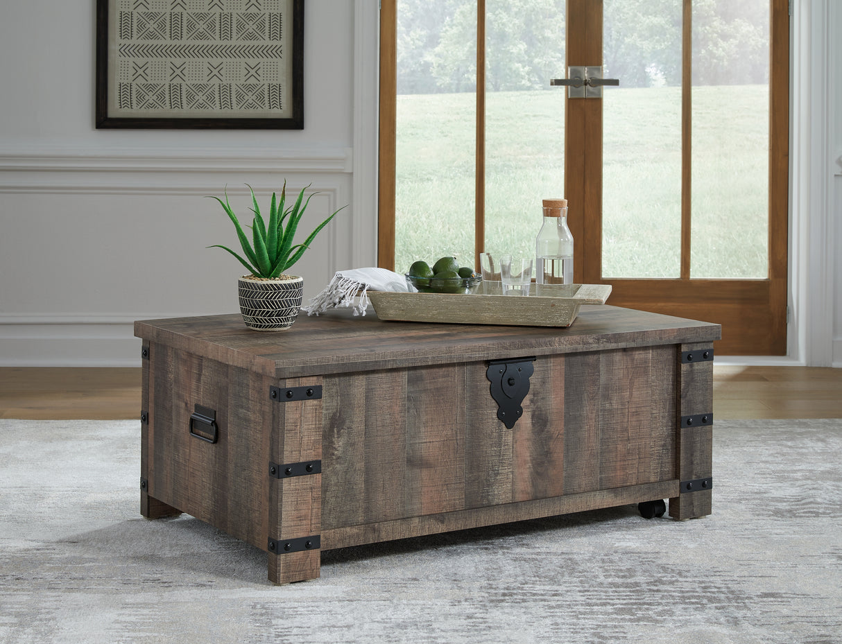 Hollum Rustic Brown Lift-Top Coffee Table from Ashley - Luna Furniture