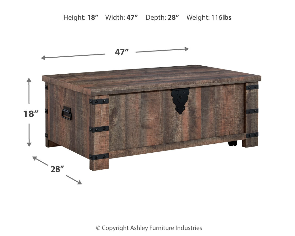 Hollum Rustic Brown Lift-Top Coffee Table from Ashley - Luna Furniture