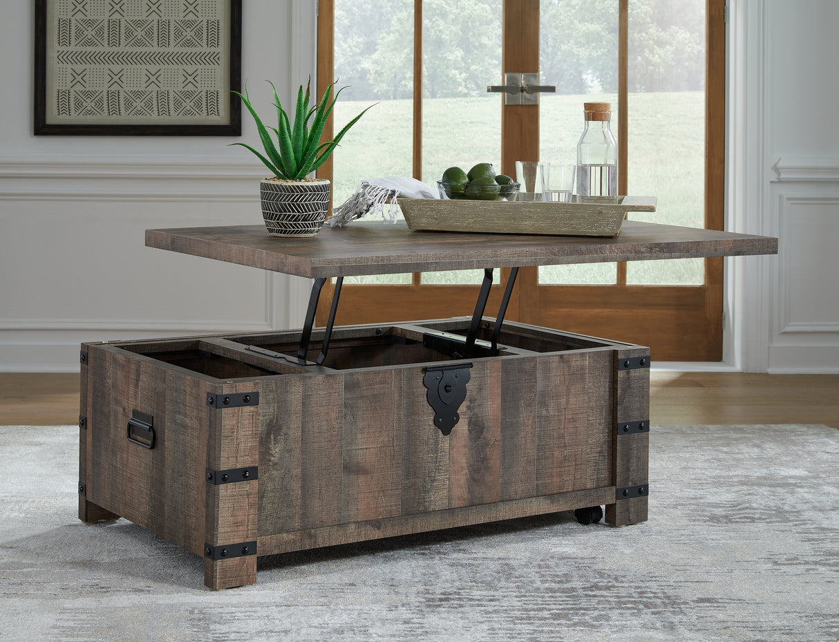 Hollum Rustic Brown Lift-Top Coffee Table from Ashley - Luna Furniture