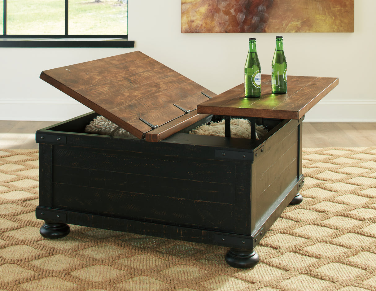Valebeck Black/Brown Coffee Table with Lift Top from Ashley - Luna Furniture