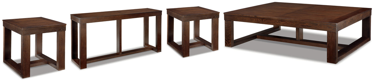 Watson Dark Brown Coffee Table and 2 End Tables with Console from Ashley - Luna Furniture