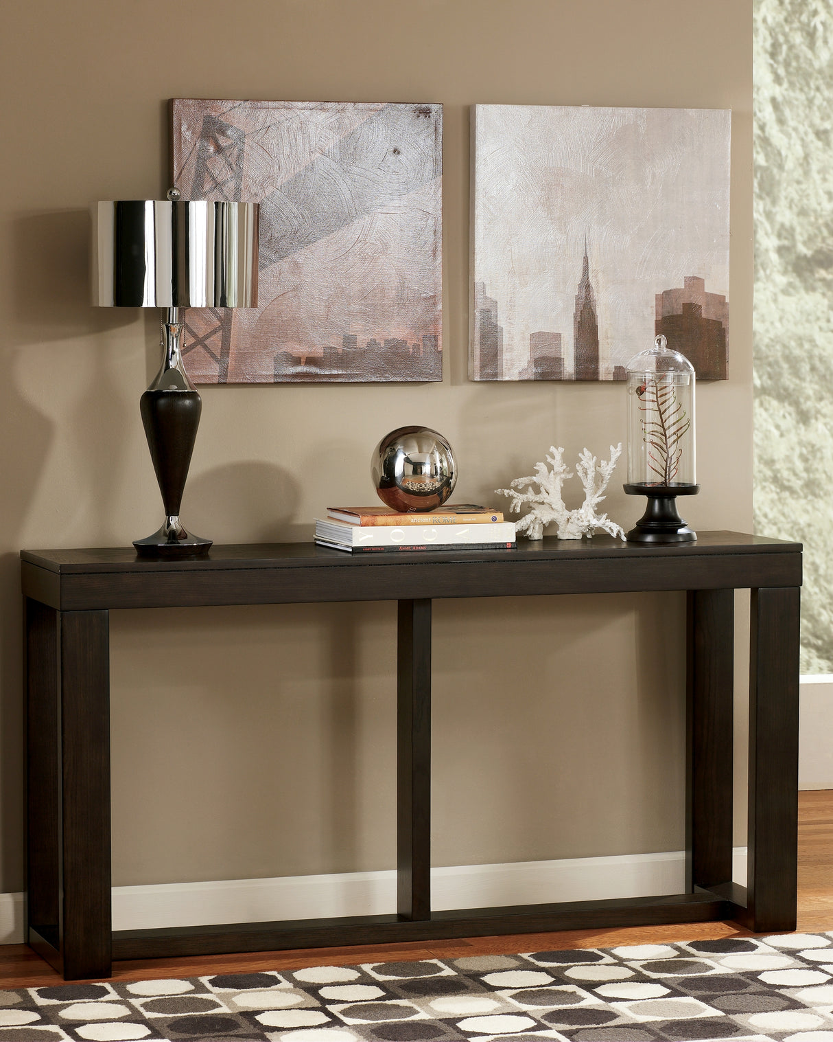 Watson Dark Brown Coffee Table and 2 End Tables with Console from Ashley - Luna Furniture