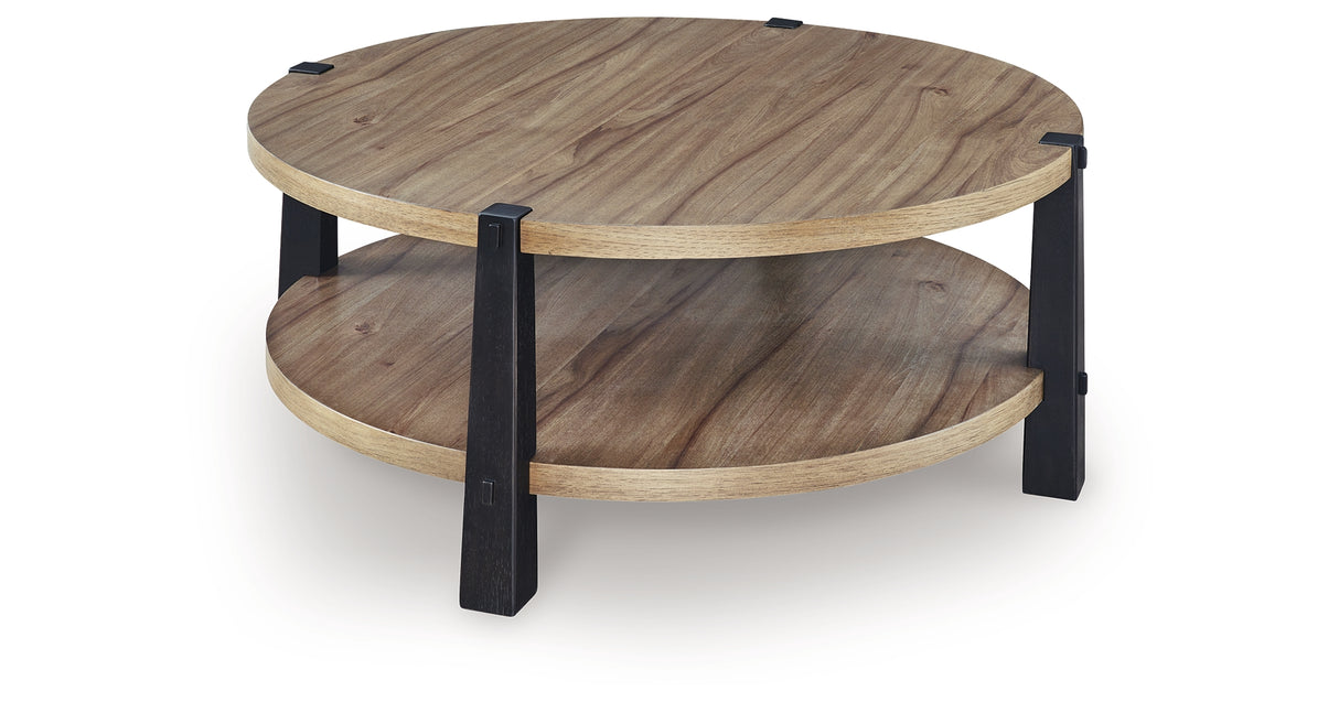 Ridgester Light Brown/Black Coffee Table from Ashley - Luna Furniture