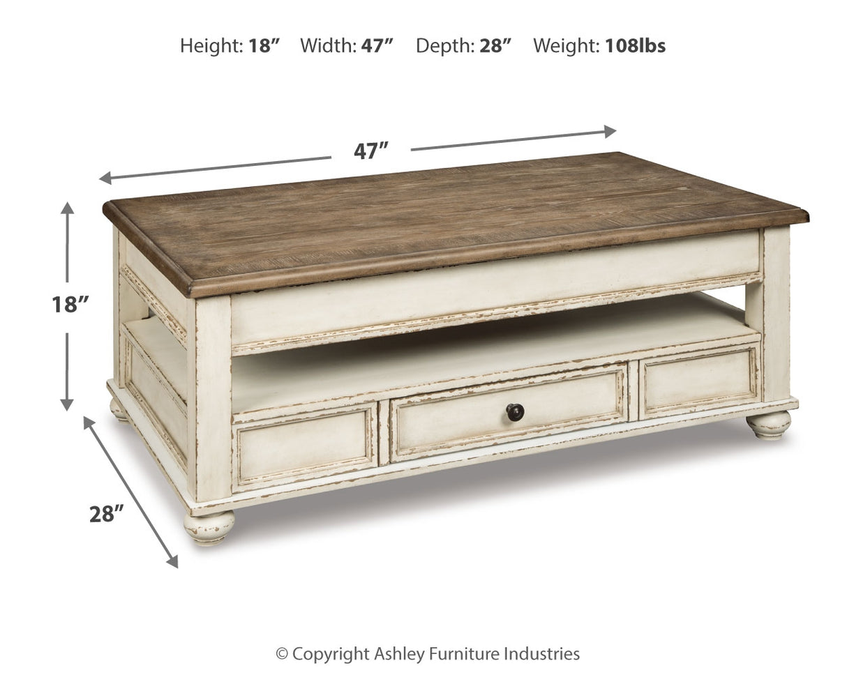 Realyn White/Brown Coffee Table and 2 Chairside End Tables from Ashley Furniture - Luna Furniture