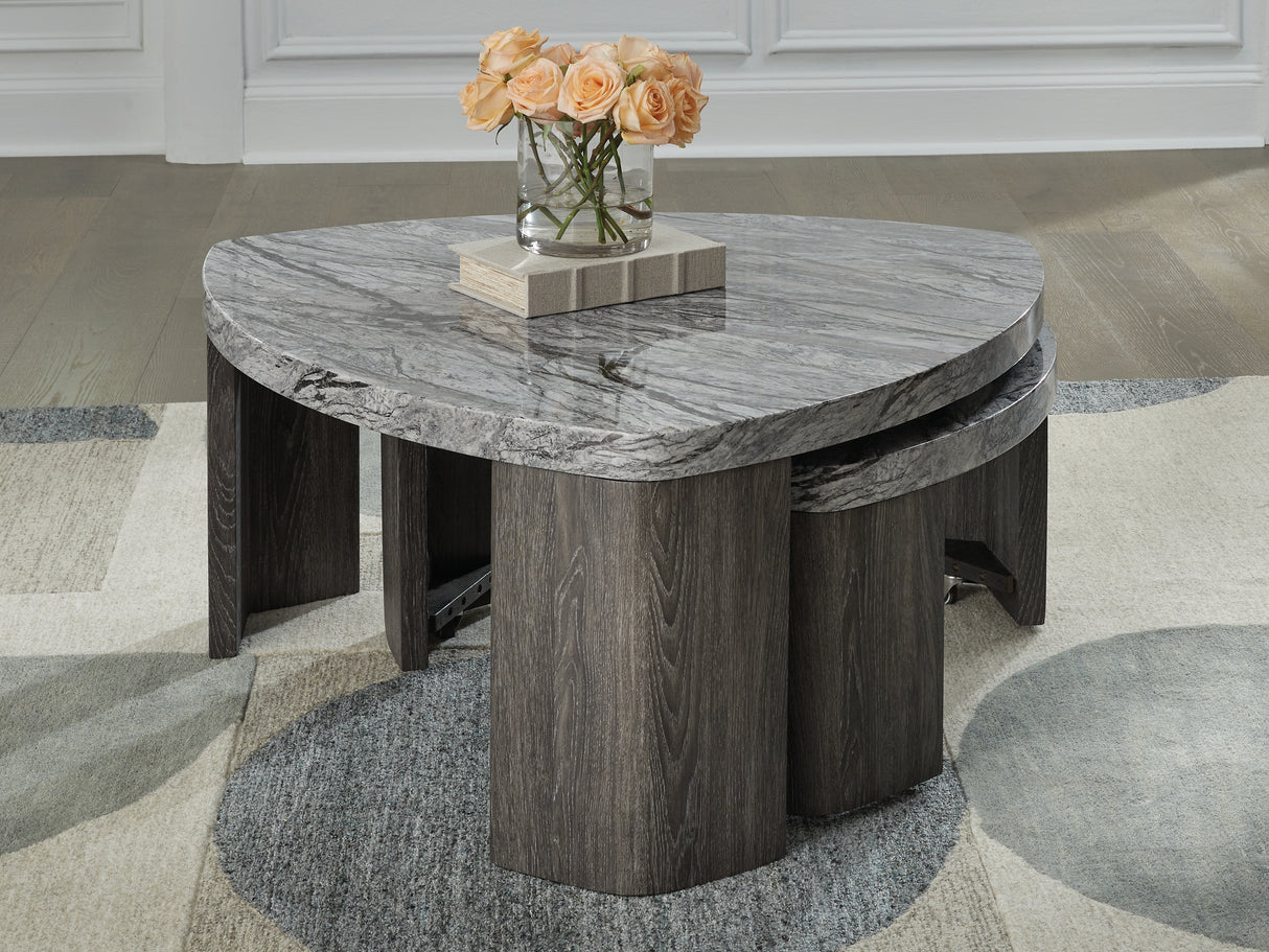 Surmour Gray/Brown Stacked Coffee Table from Ashley Furniture - Luna Furniture