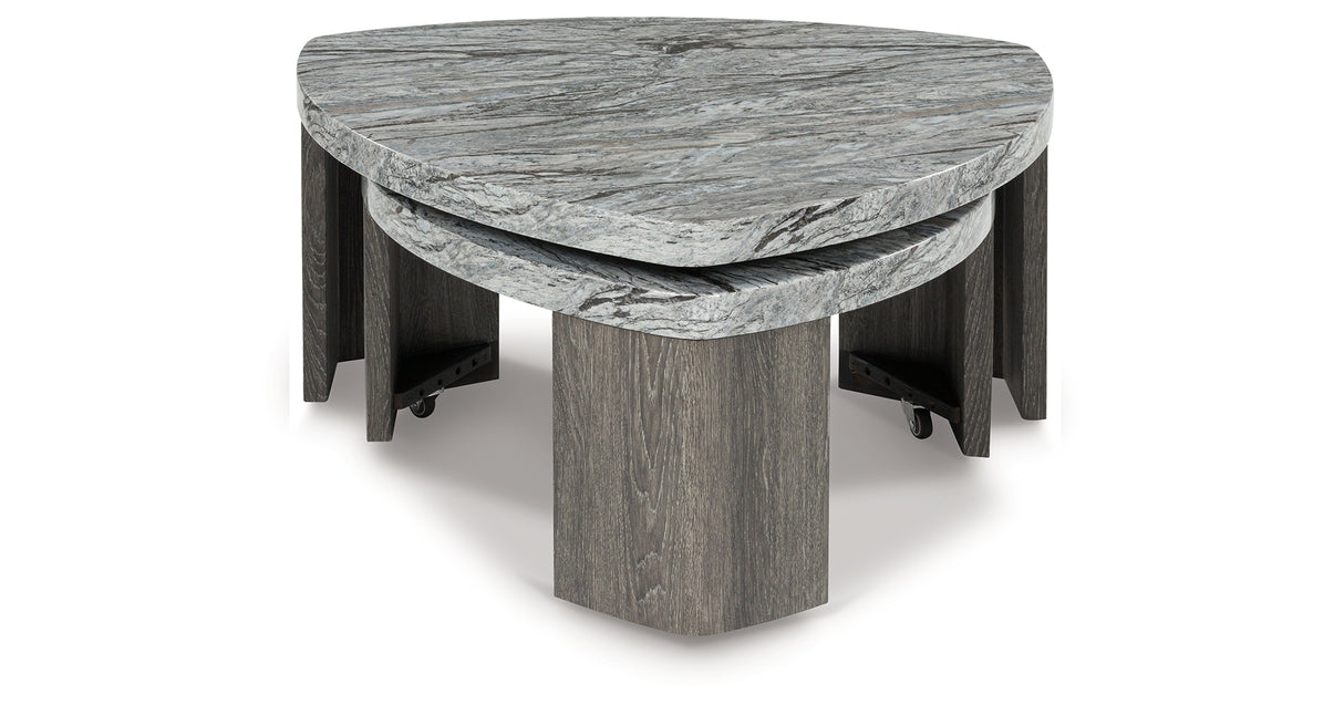 Surmour Gray/Brown Stacked Coffee Table from Ashley Furniture - Luna Furniture
