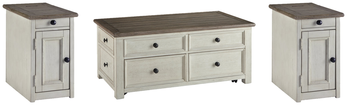 Bolanburg Two-tone Coffee Table and 2 Chairside End Tables from Ashley - Luna Furniture