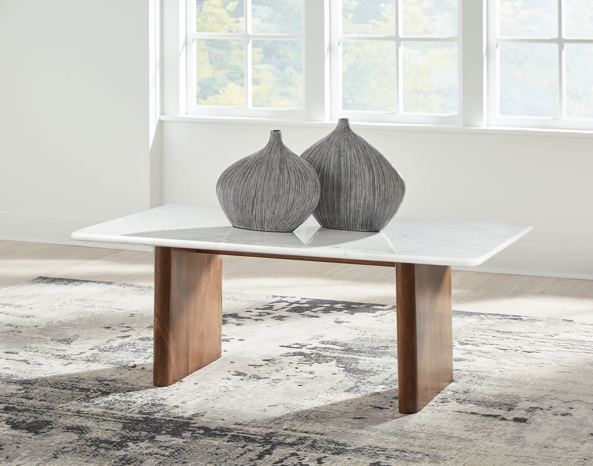 Isanti Light Brown/White Coffee Table and 2 End Tables from Ashley Furniture - Luna Furniture