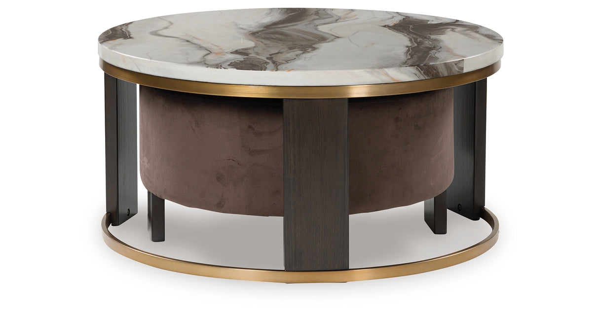 Jazmore Brown/Brass Finish Nesting Coffee Table (Set of 2) from Ashley - Luna Furniture