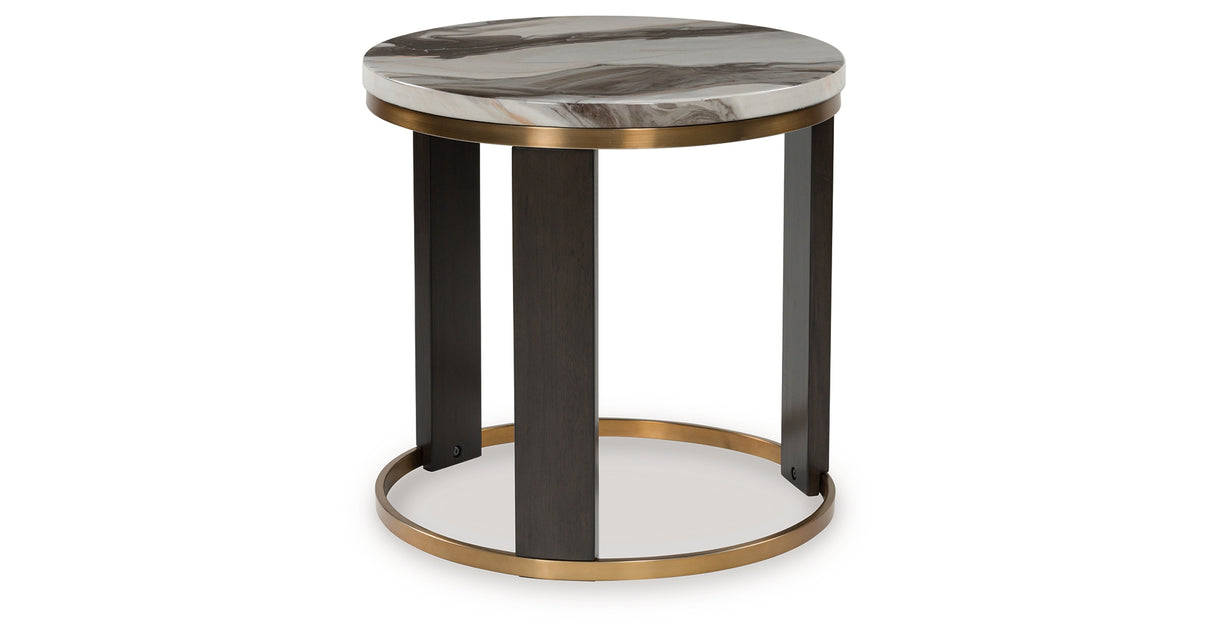 Jazmore Brown/Brass Finish End Table from Ashley Furniture - Luna Furniture