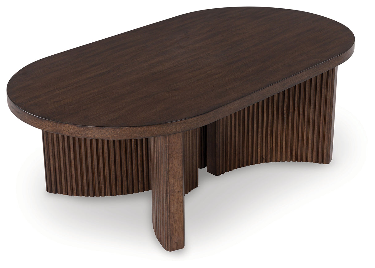 Korestone Dark Brown Coffee Table and 2 End Tables from Ashley - Luna Furniture