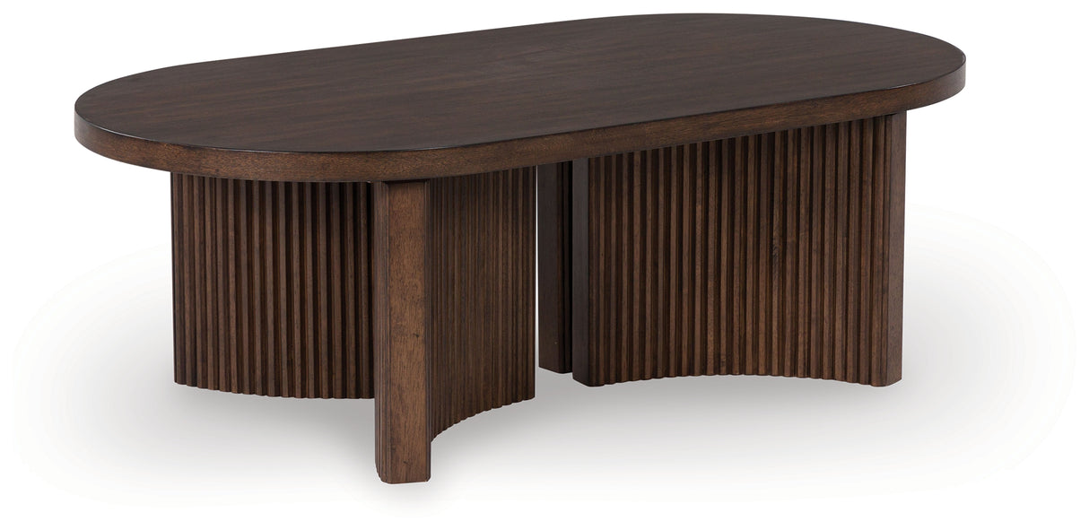 Korestone Dark Brown Coffee Table and 2 End Tables from Ashley - Luna Furniture