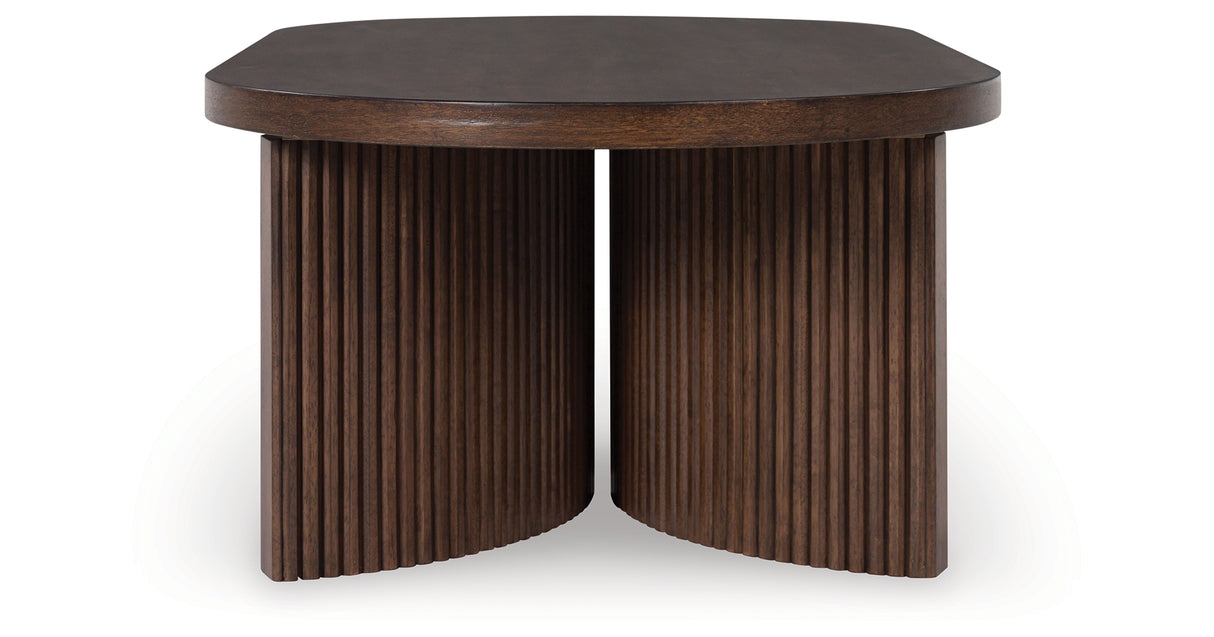 Korestone Coffee Table with 1 End Table in Dark Brown from Ashley Furniture - Luna Furniture
