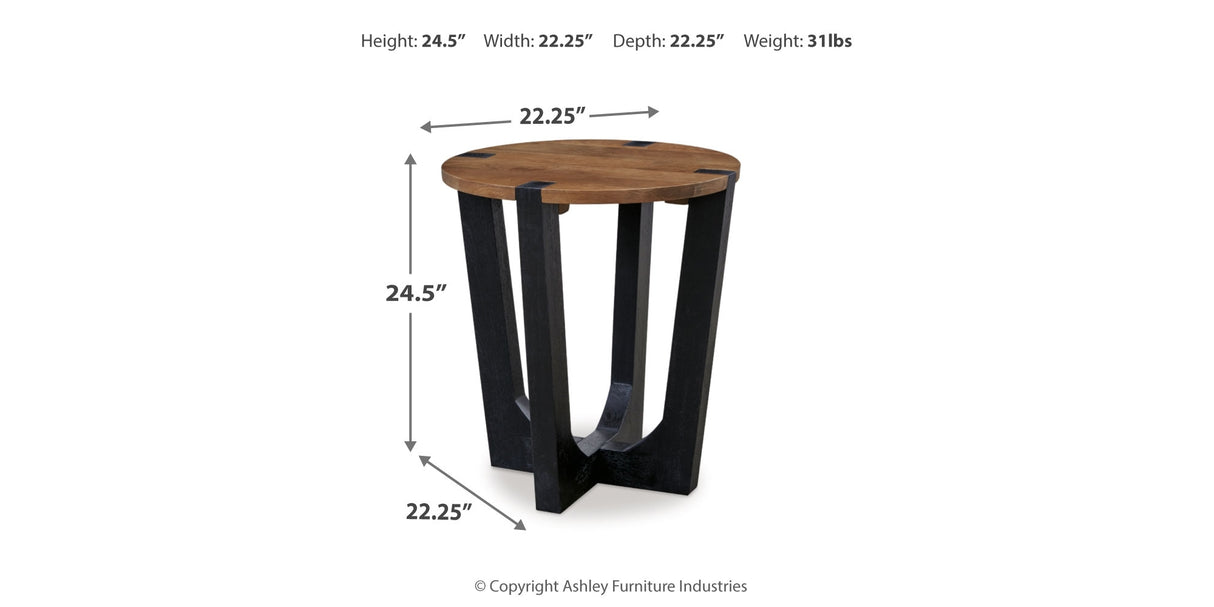 Hanneforth Coffee Table with 1 End Table in Brown/Black from Ashley Furniture - Luna Furniture