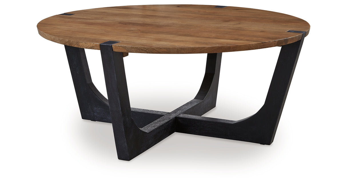 Hanneforth Coffee Table with 1 End Table in Brown/Black from Ashley Furniture - Luna Furniture