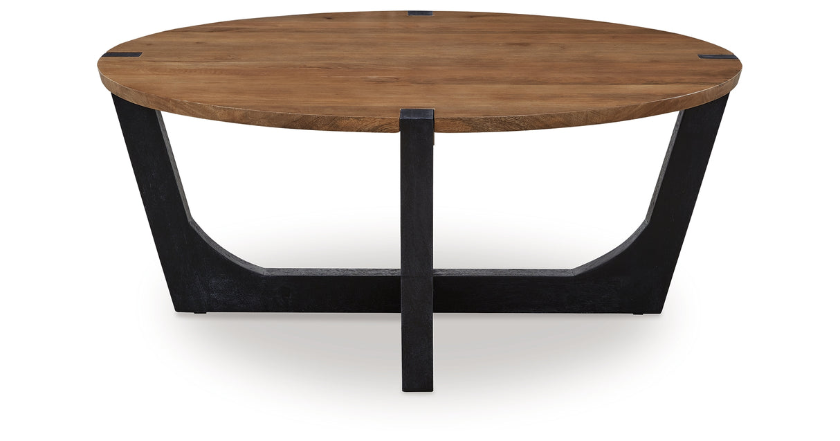 Hanneforth Coffee Table with 1 End Table in Brown/Black from Ashley Furniture - Luna Furniture