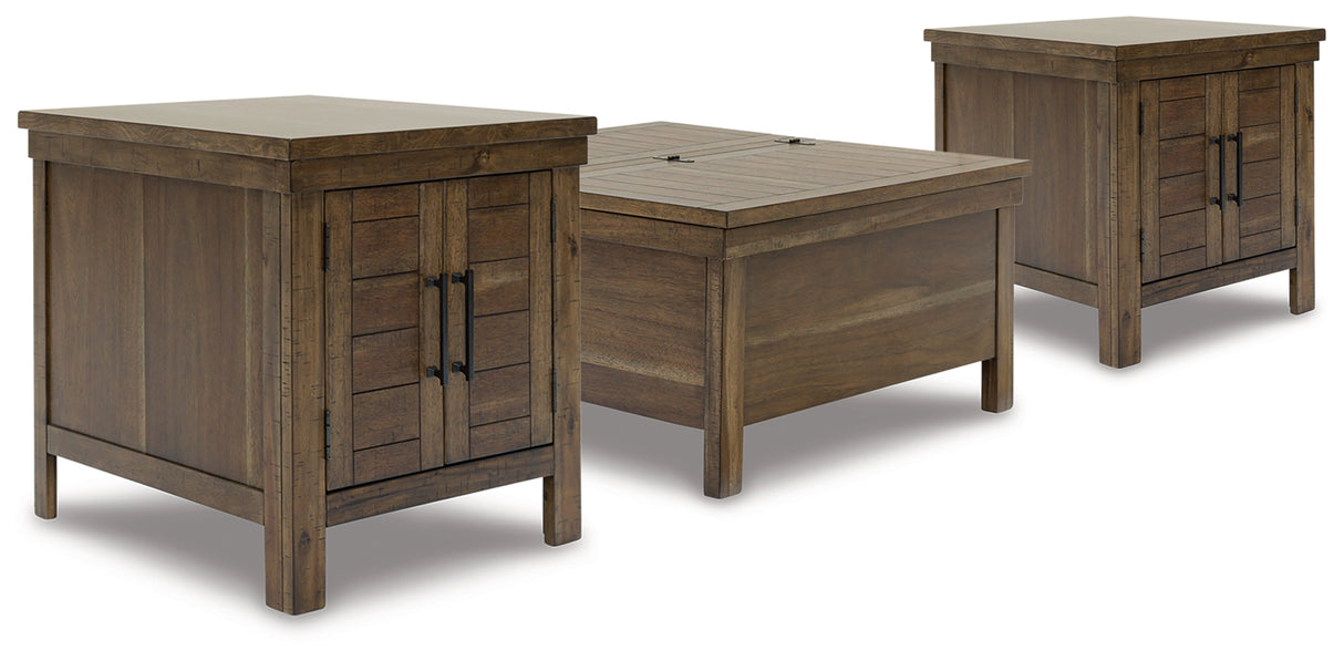 Moriville Grayish Brown Lift-top Coffee Table and 2 End Tables from Ashley Furniture - Luna Furniture