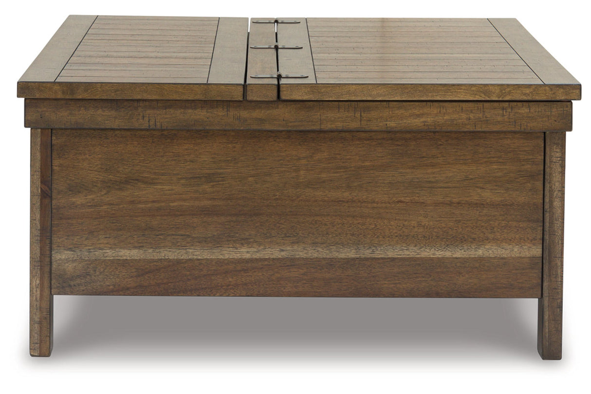 Moriville Grayish Brown Lift-top Coffee Table and 2 End Tables from Ashley - Luna Furniture