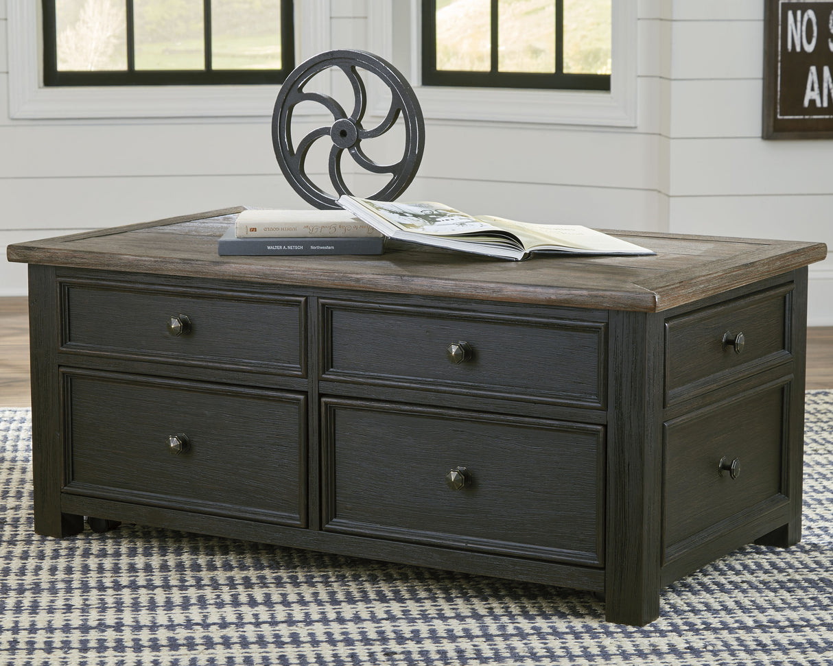 Tyler Creek Grayish Brown/Black Coffee Table and 2 Chairside End Tables from Ashley - Luna Furniture