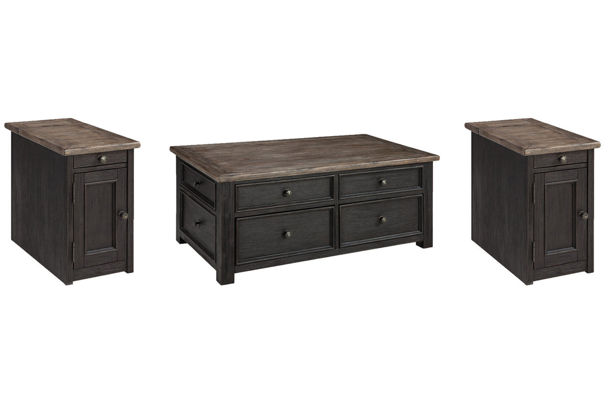 Tyler Creek Grayish Brown/Black Coffee Table and 2 Chairside End Tables from Ashley - Luna Furniture
