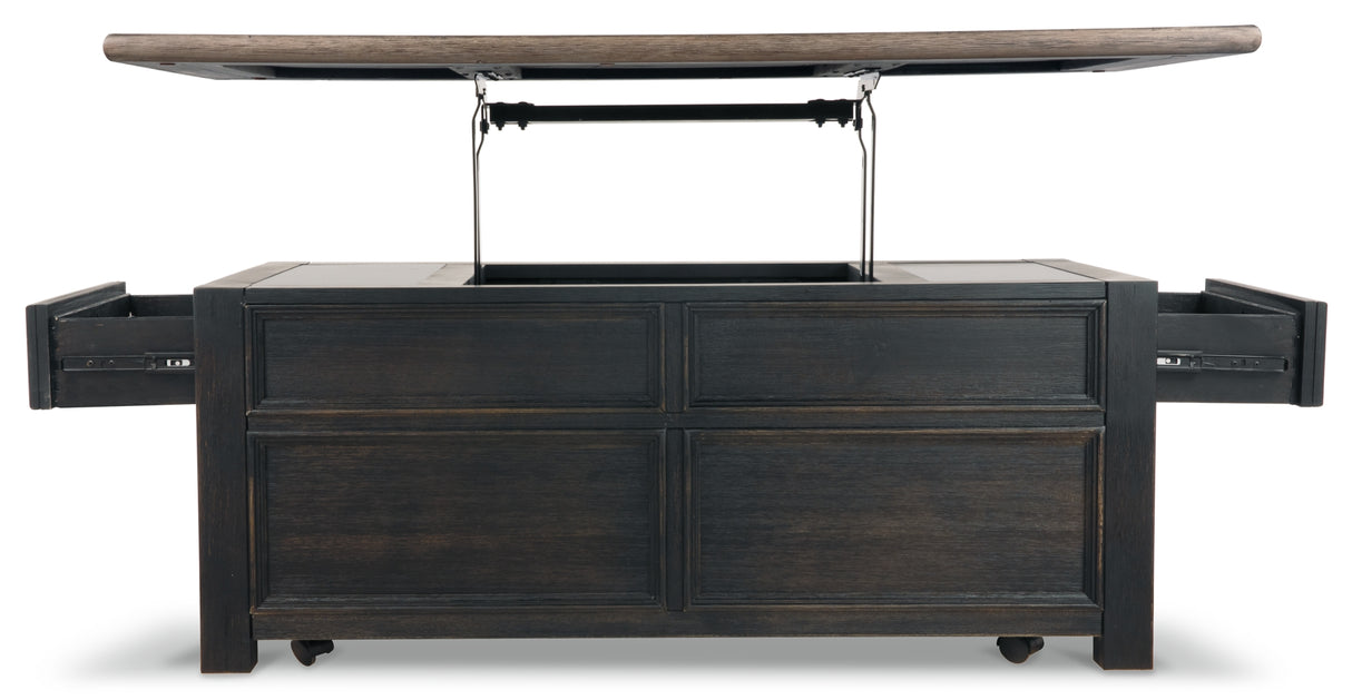 Tyler Creek Grayish Brown/Black Coffee Table with Lift Top from Ashley - Luna Furniture