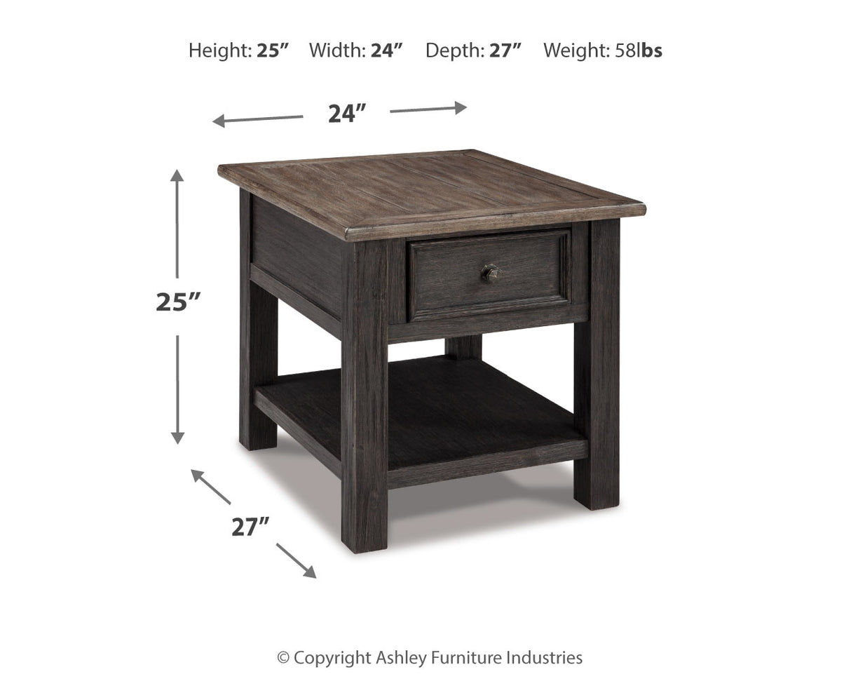 Tyler Creek Coffee Table with 2 End Tables in Grayish Brown/Black from Ashley - Luna Furniture