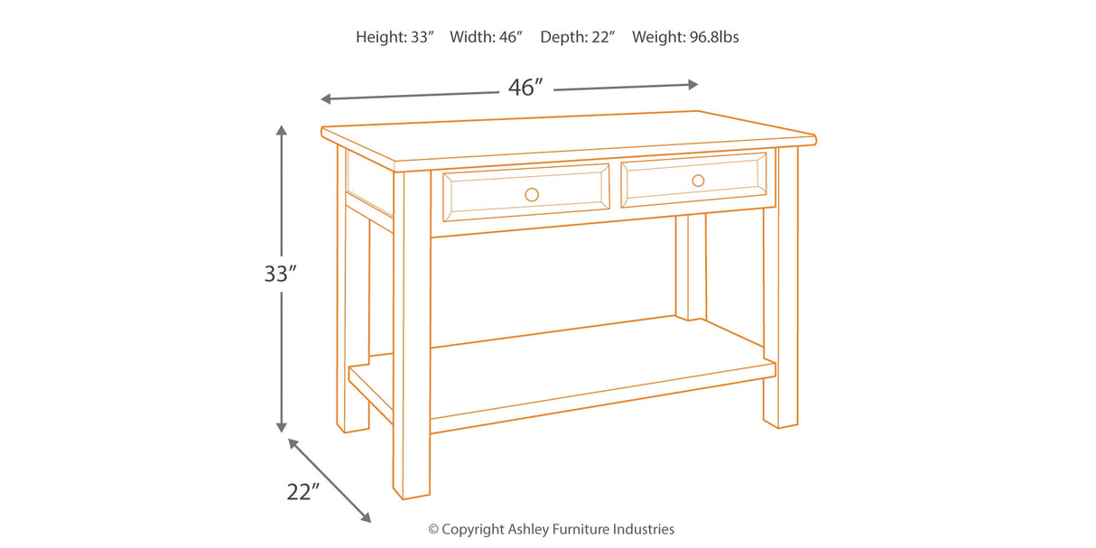 Tyler Creek Grayish Brown/Black Sofa/Console Table from Ashley - Luna Furniture