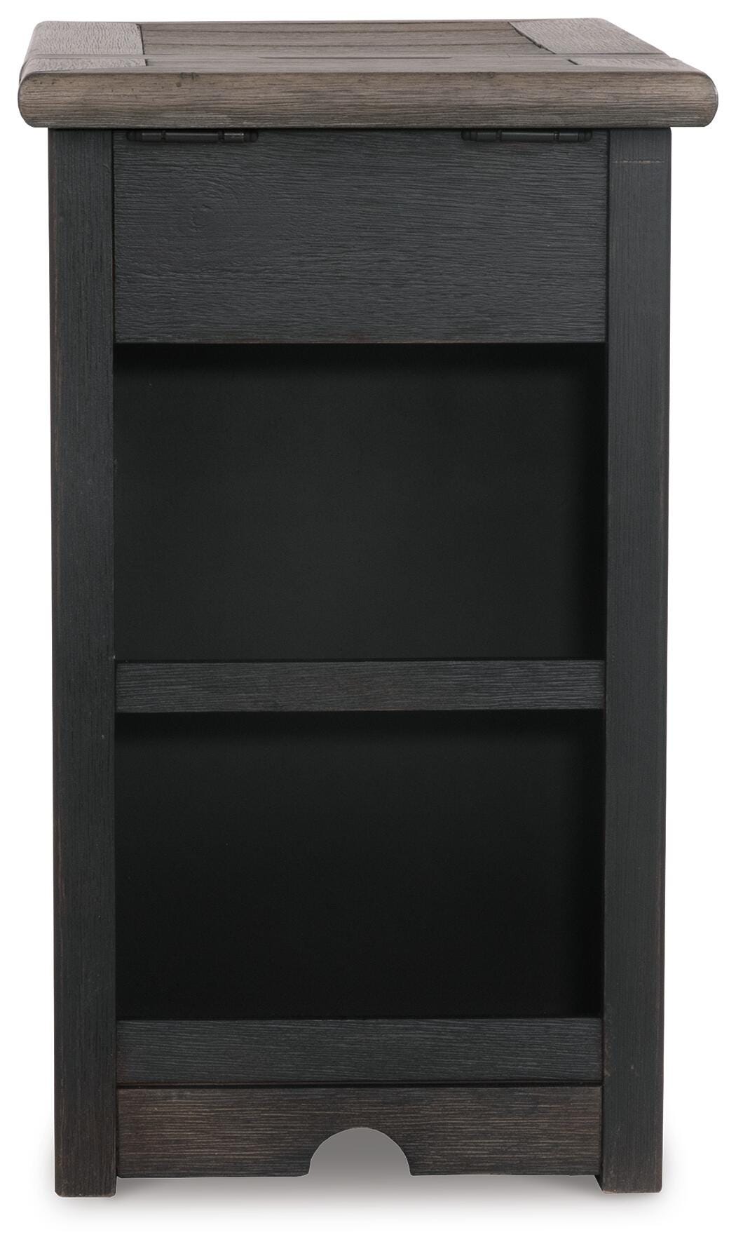 Tyler Creek Grayish Brown/Black Chairside End Table with USB Ports & Outlets from Ashley - Luna Furniture