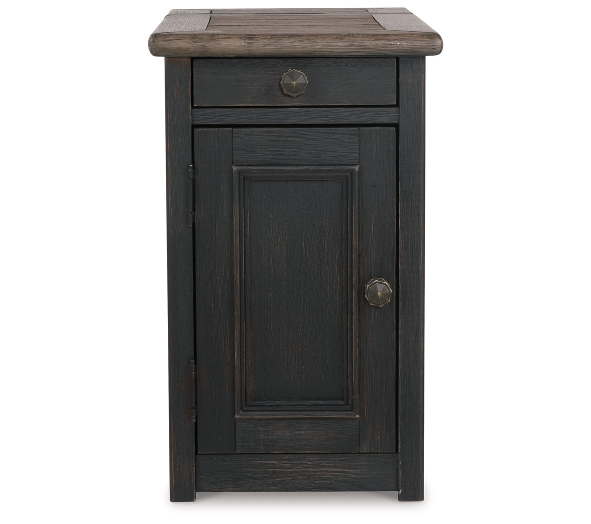 Tyler Creek Grayish Brown/Black Chairside End Table with USB Ports & Outlets from Ashley - Luna Furniture