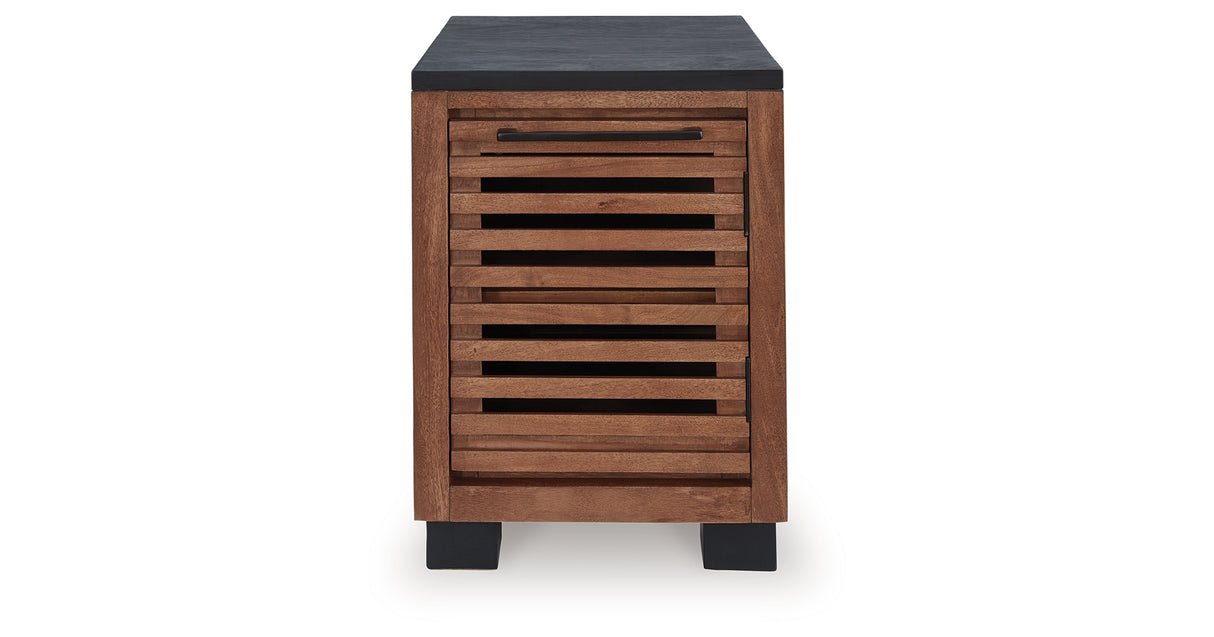 Kallari Warm Brown/Black Chairside End Table from Ashley - Luna Furniture