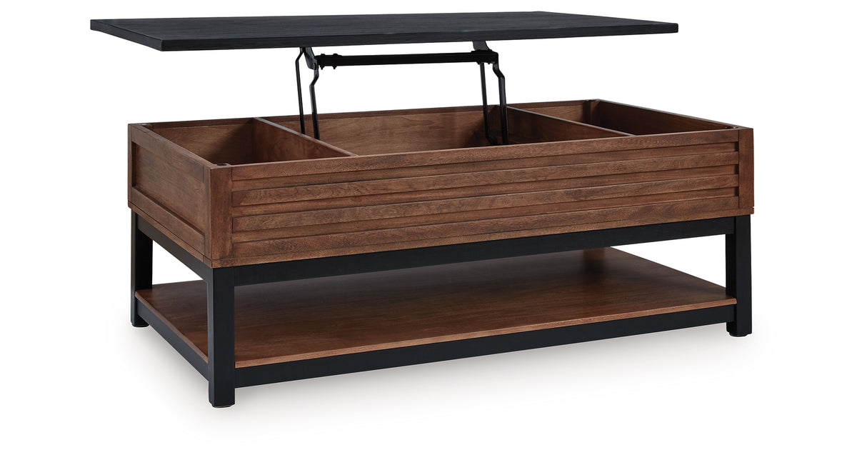 Kallari Warm Brown/Black Lift-Top Coffee Table from Ashley Furniture - Luna Furniture