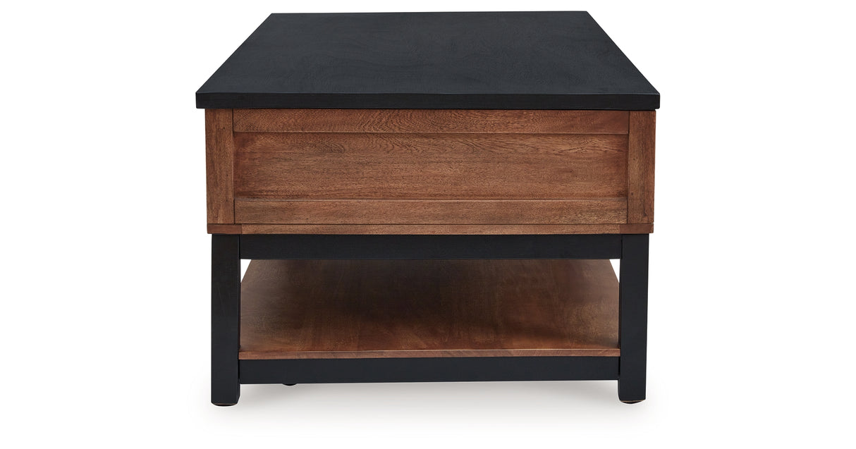 Kallari Warm Brown/Black Lift-Top Coffee Table from Ashley Furniture - Luna Furniture