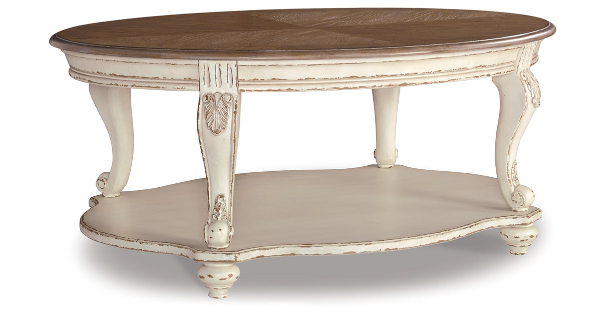 Realyn White/Brown Coffee Table and 2 End Tables from Ashley Furniture - Luna Furniture