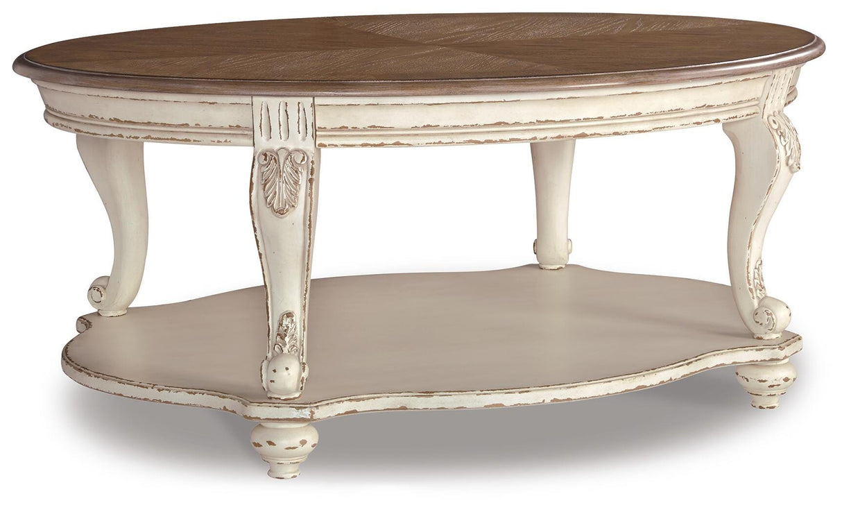 Realyn Coffee Table with 2 End Tables in White/Brown from Ashley - Luna Furniture