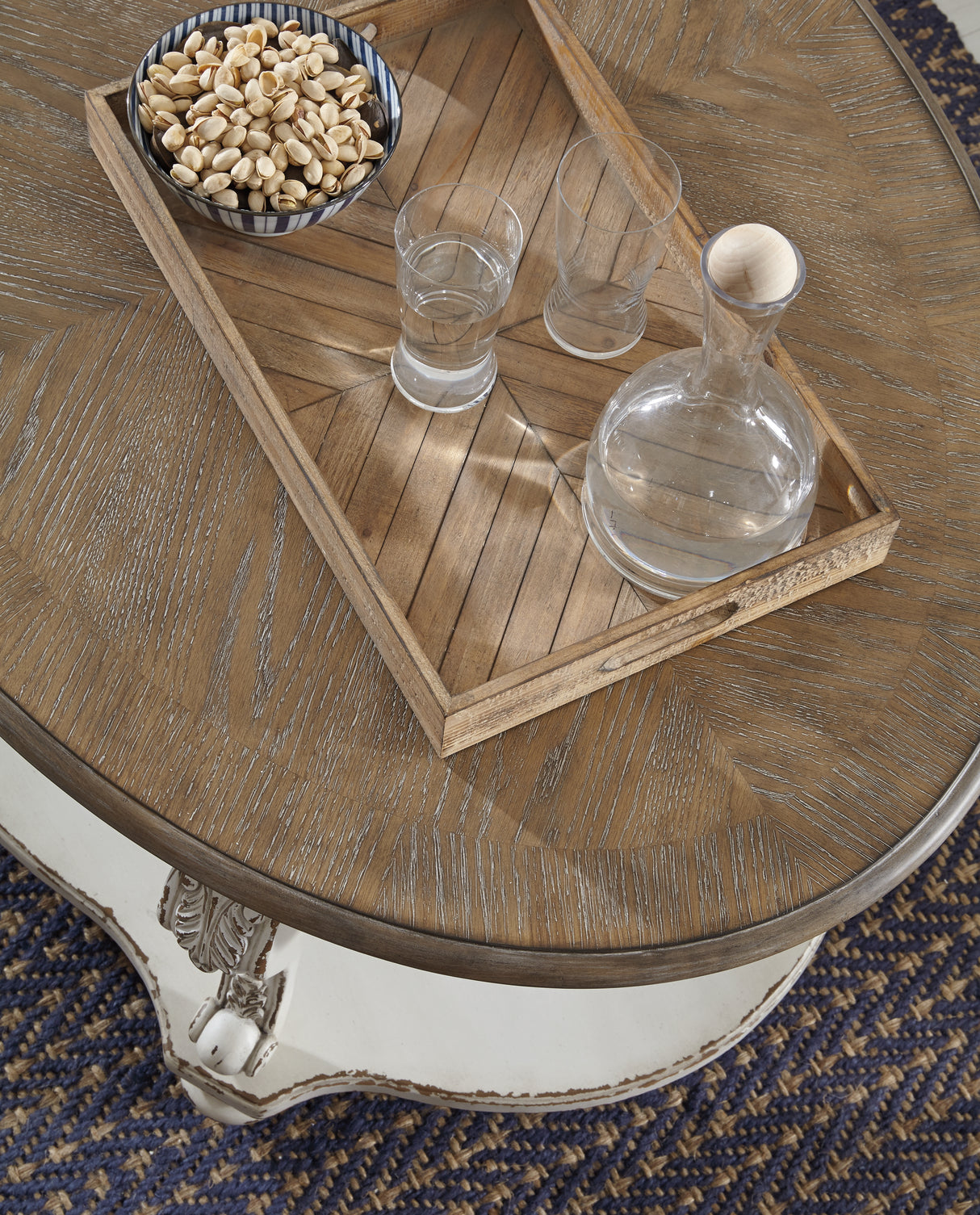 Realyn Coffee Table with 2 End Tables in White/Brown from Ashley Furniture - Luna Furniture