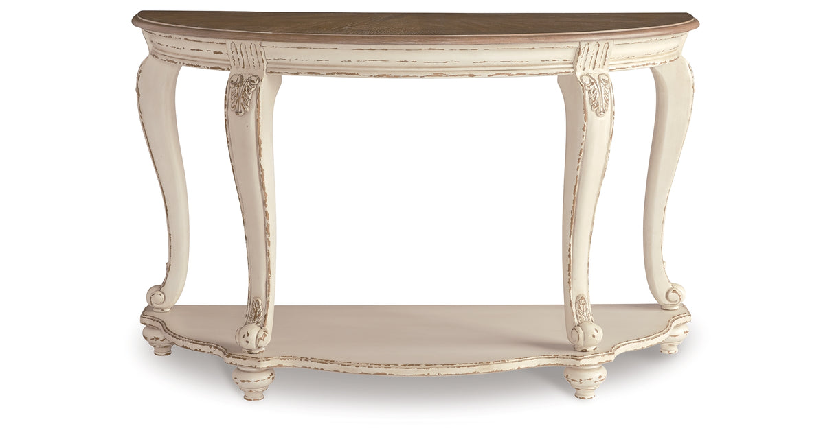 Realyn White/Brown Sofa Table from Ashley Furniture - Luna Furniture