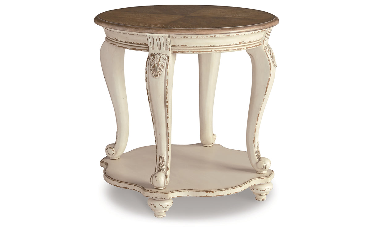 Realyn Coffee Table with 2 End Tables in White/Brown from Ashley Furniture - Luna Furniture