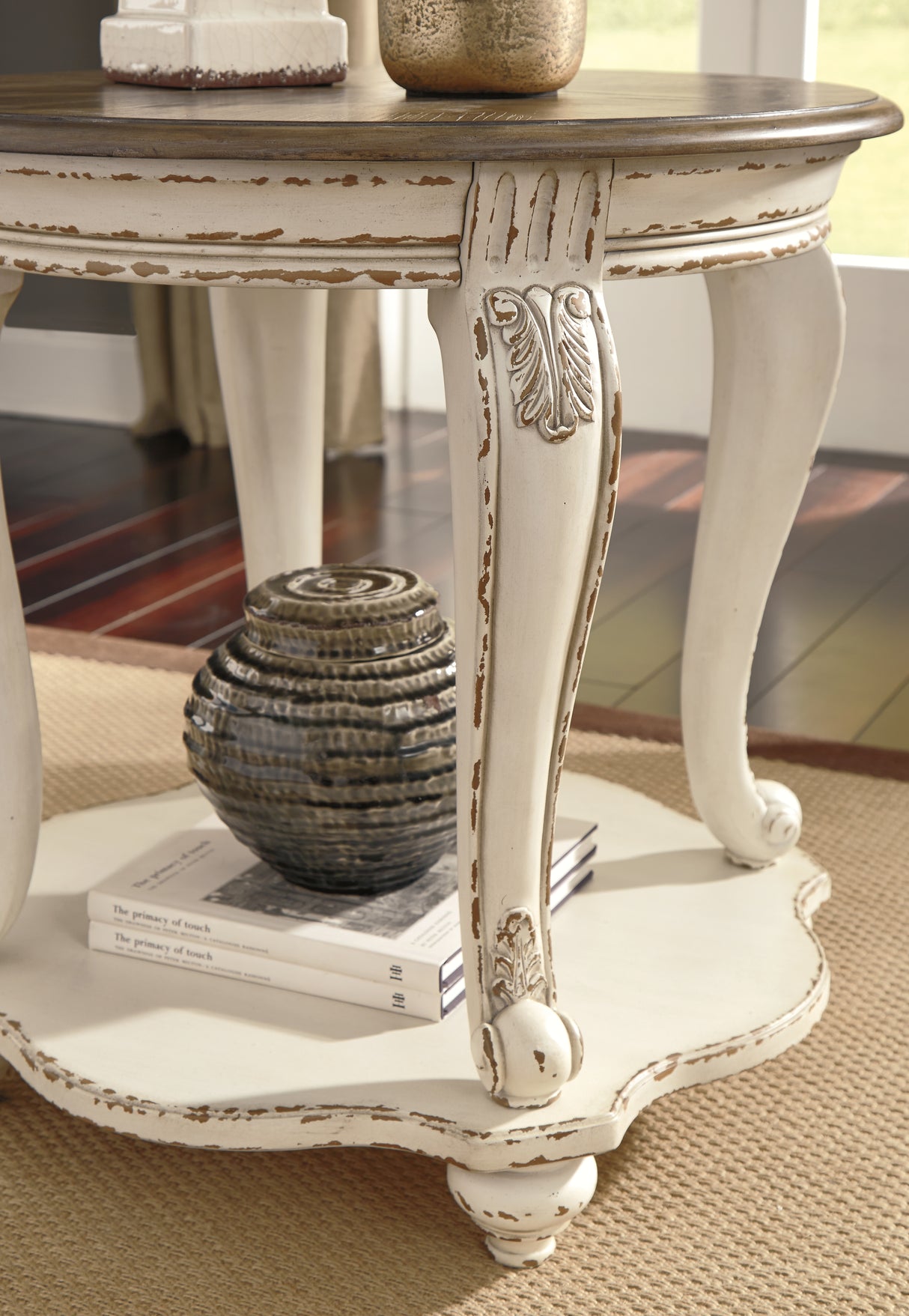 Realyn Coffee Table with 2 End Tables in White/Brown from Ashley Furniture - Luna Furniture