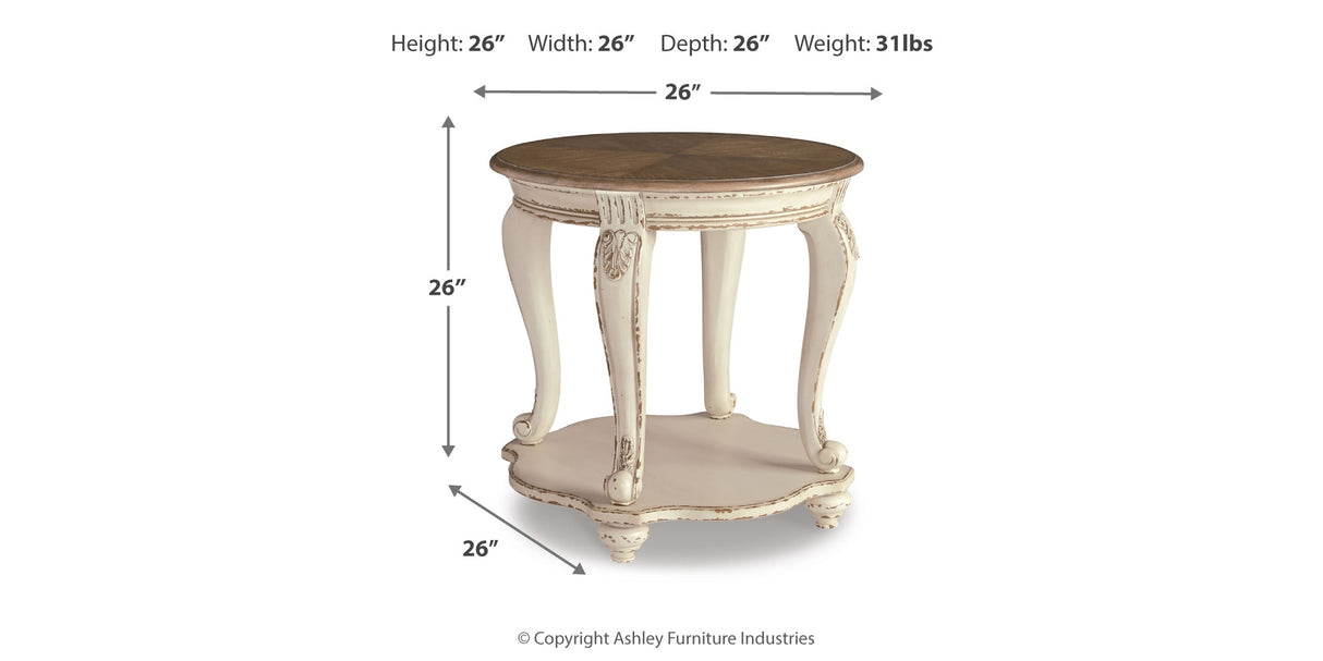 Realyn White/Brown Coffee Table and 2 End Tables from Ashley Furniture - Luna Furniture